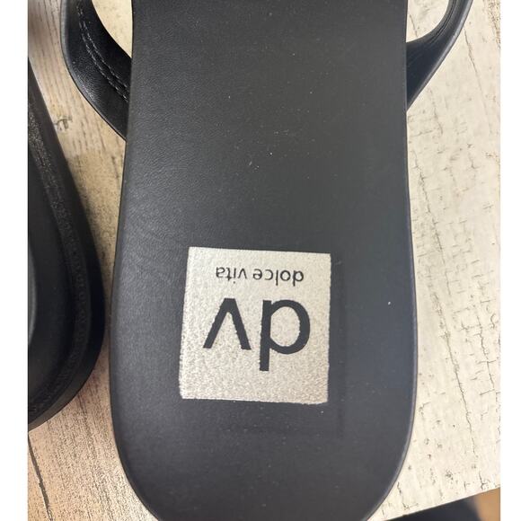 Dolce Vita Women’s 8.5 Black Cordell Slip-On Thong Flat Faux Leather Sandals - Picture 8 of 8